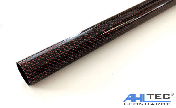 Carbon Rohr ROT Hochglanz 25 mm x 23 mm x 500 mm